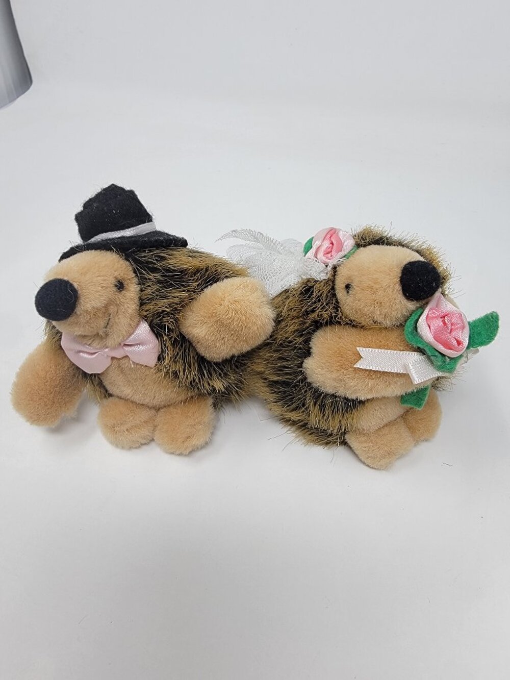 Vintage Russ Berrie Bride Groom Hedgehog Wedding Plush Pair